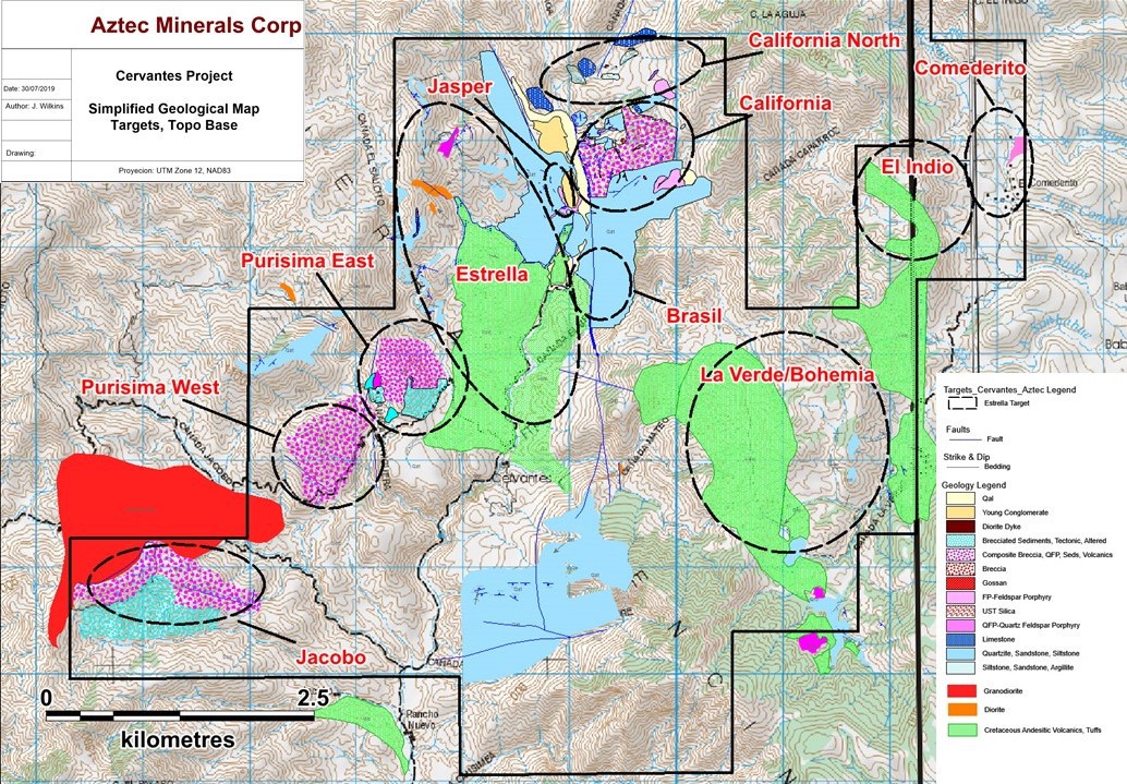 Aztec Minerals Corp. - Cervantes Geological Map