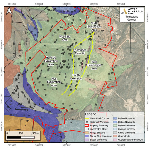 Tombstone project geology, claims and structures