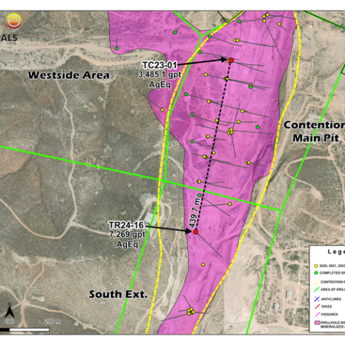 Contention Southern Extension: plan and section (high-grade silver